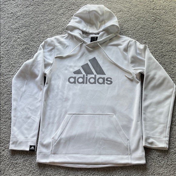 Adidas White Hoodie with Black Logo - Picture 1 of 8
